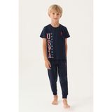 U.S. Polo Assn. Lisanslı Graphic Lacivert Erkek Çocuk Pijama Takımı - 14 - 15 Yaş