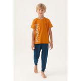 U.S. Polo Assn. Lisanslı Graphic Turuncu Erkek Çocuk Pijama Takımı - 10 - 11 Yaş - Kiremit
