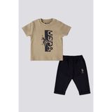 U.S. Polo Assn. Lisanslı Horse Açık Haki Erkek Bebek Takımı - 6 - 9 Ay