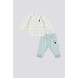 U.S. Polo Assn. Lisanslı Rectangle Krem Erkek Bebek Takımı - 9 - 12 Ay