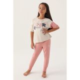 U.S. Polo Assn. Lisanslı Rose Bej Kız Çocuk Pijama Takımı - 5 - 6 Yaş