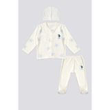 U.S. Polo Assn. Lisanslı Set Of Three Krem Erkek Bebek Eşofman Takımı - 3 - 6 Ay