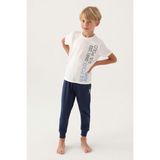 U.S. Polo Assn. Lisanslı Straight Krem Erkek Çocuk Pijama Takımı - 9 - 10 Yaş
