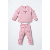 U.S. Polo Assn. Nakışlı Kız Bebek Pembe Uzun Kol Pijama Takım USB3250-C-V1