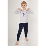 U.S. Polo Assn. Nice Beyaz Erkek Çocuk Uzun Kol Pijama Takım - Kar Melanj - 5 - 6 Yaş