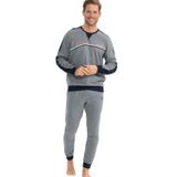 U.S. Polo Assn. Paça ve Kolları Lastikli, Uzun Kollu, Erkek Pijama Takımı Antrasit