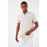 U.S. Polo Assn. Pamuklu Regular Fit Kısa Kollu Gömlek Erkek Gömlek G081GL0041829502 - Taş