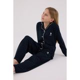 U.S. Polo Assn. Puantiyeli Lacivert Kız Çocuk Pijama Takım, %50 Pamuk %50 Modal - 10 - 11 Yaş