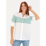 U.s. Polo Assn. Regular Fit Gömlek Yaka Desenli Yeşil Kadın Gömlek Porı - 40