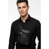U.S. Polo Assn. Siyah Erkek Crossbody Omuz Çantası 2in1 Sırt Çantası Fermuarlı Günlük Deri Çanta
