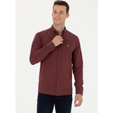 U.S. Polo Assn. Slim Fit Düğmeli Yaka Bordo Erkek Gömlek AKIS023K
