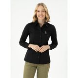 U.S. Polo Assn. Slim Fit Gömlek Yaka Düz Siyah Kadın Gömlek SALY023K - 34