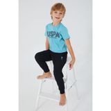 U.s. Polo Assn Tiny Stamp Beyaz Erkek Çocuk Kısa Kol Pijama Takım - 6 - 7 Yaş - Cam Göbeği