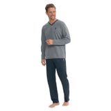 U.S. Polo Assn. U.S Polo Assn. 18844 Erkek Uzun Kollu V Yakalı Pijama Takımı-Antrasitmelanj