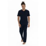 U.S. POLO ASSN. U.s Polo Assn. 18896 Erkek Kısa Kollu Bisiklet Yaka Pijama Takımı-Lacivert-LACİVERT-S