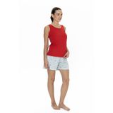 U.S. Polo Assn. U.S Polo Assn. 20061 Kadın Kalın Askılı Bisiklet Yaka Şortlu Pijama Takımı-Kırmızı