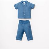 U.S. Polo Assn. U.s.polo Erkek Bebek Gömlek Pijama Takımı, %100 Pamuk / %100 Cotton - 18 - 24 Ay - Indigo