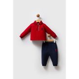 U.S. Polo Assn. Us Polo Erkek Polo Yaka Sweatshırt Alt Üst Takım - 2570US - Kırmızı - 9 Ay Kırmızı
