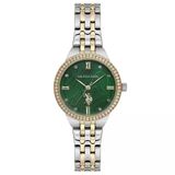 U.s. Polo Assn. Uspa2134-01 Quartz Çelik Gri Altın Rengi Yeşil Kadran 30 Mm Kadın Kol Saati