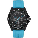 U.s. Polo Assn. USPA4000-04 Quartz Silikon Mavi Siyah Kadran 46 mm Erkek Kol Saati - Renkli