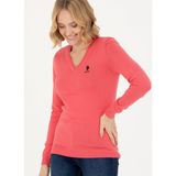 U.s. Polo Assn. V Yaka Slim Fit Pembe Kazak Kadın GTD02-BSK23 - XS