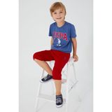 U.S. Polo Assn. Vivid Natural Silk Gece Mavisi Erkek Çocuk Bermuda Takım - 14 - 15 Yaş