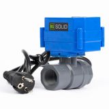 U.S. Solid 3/4" UPVC motorlu küresel vana AC 220 V, araç sıfırlama, standart geçiş, elektriksiz kapalı, IP65