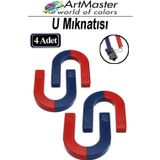 U Şekilli Mıknatıs 4 Adet Deney Malzemesi Kırmızı Mavi Boyalı Mıknatıs Okul Projeleri İçin U Şekilli At Nalı Mıknatıs