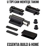 U Tipi Cam Vitrin Kapak Menteşesi – Mıknatıslı Çıtçıt Itici Kilit Seti