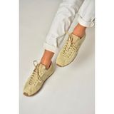 U312311602 Bej Hakiki Deri Süet Kadın Spor Ayakkabı Sneakers