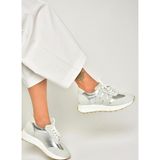 U540039903 Gümüş Hakiki Deri Spor Ayakkabı Sneakers