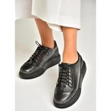 U540702103 Siyah Hakiki Deri Spor Ayakkabı Sneakers