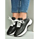 U555020503 Siyah Hakiki Deri Spor Ayakkabı Sneakers
