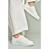 U555025203 Beyaz Hakiki Deri Kadın Spor Ayakkabı Sneakers