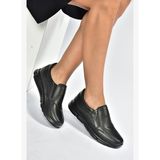 U555164003 Siyah Hakiki Deri Comfort Ortopedik Taban Kadın Ayakkabı
