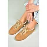 U652846202 Taba Süet Kadın Spor Ayakkabı Sneakers