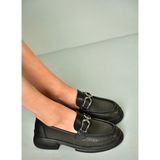 U704126509 Siyah Loafer Makosen Kadın Ayakkabı
