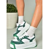 U973219002 Yeşil/Beyaz Süet Kalın Tabanlı Spor Ayakkabı Sneakers