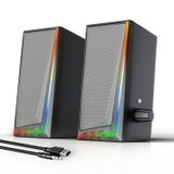 Uakinat 3.5 mm Aux ile Bilgisayar Hoparlörleri,Çeşitli Renkli RGB Işıklara Sahip Masaüstü Hoparlörler,Ses Kontrollü Oyun Hoparlörleri,PC/Masaüstü Monitörü/Dizüstü/Tablet Telefon için Bilgisayar Hoparlörleri,