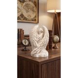 uAmor Modern Kanat Detaylı Koruyucu Melek Figürü Heykeli Biblosu 16 cm - Beyaz Şık Çalışma Masası ve Kitaplık Dekoru
