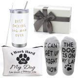 UAREHIBY En İyi Köpek Anne Hediyeleri, 20oz Şarap Tumbler Benzersiz Hediyeler Fikir Sepet Kutusu Veteriner, Hayvan Kurtarma veya Veteriner Teknolojisi, Makyaj Çantası Köpek Lover Kadınlar için Komik Hediyeler,