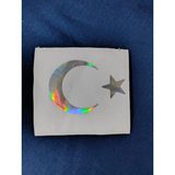 UAStudio Ay Yıldız Bayrak 10*7 Ölçü Hologram ve Gold Sticker Araç Oto Motorsiklet Kask Uyumlu - Çok Renkli - özel