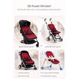 ubeybi Bebek Arabası Minderi Universal 3D Mesh Nefes Alan Terletmez Puset Oto Koltuğu Şiltesi 4 Mevsim (Kırmızı)
