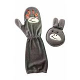 Ubeybi Lüx Bebek Banyo Eldiveni ve Kesesi Seti - Oeko-Tex® Sertifikalı Pamuklu Yumuşak Peluş Bebek Lifi Gri