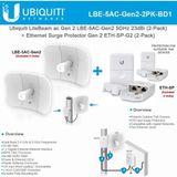 Ubiquiti Networks Litebeam Ac Gen 2 LBE-5AC-GEN2 5 Ghz Airmax 2x2 Mımo 23DBI 450+ Mbps Cpe (2'li Paket) Dış Mekan Yüksek Hızı Için Ethernet Dalgalanma Koruyucusu Eth-Sp ile (2'li Paket)