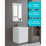 Ubm Luzia 50 cm MDF Banyo Dolabı (Lavabo Dahil, Ayna Dahil) - Beyaz
