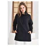 ubmbutik Cep Detaylı Iki Iplik Kumaş Siyah Tunik Sweatshirt - Spor Tunik