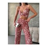 ubmbutik Kadın Alt Üst Takım - Bürümcük Kumaş - Üçlü Kimono Takım ( Pantolon - Kimono - Büstiyer )