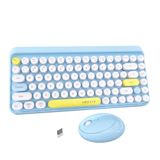 UBOTIE 84 Tuşlu Renkli Kablosuz Bilgisayar Klavyesi ve Fare Kombo, Mini Kompakt Retro Daktilo Tasarımlı Dizüstü Bilgisayar Klavyeleri 2,4 GHz USB Nano (Mavi)