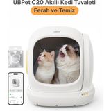 UBPet C20 Akıllı Otomatik Kedi Tuvaleti | Mobil Uygulama Kontrollü, Otomatik Temizleme, 38DB Sessiz, Ağırlık Sensörlü | 3’lü Koku Seti